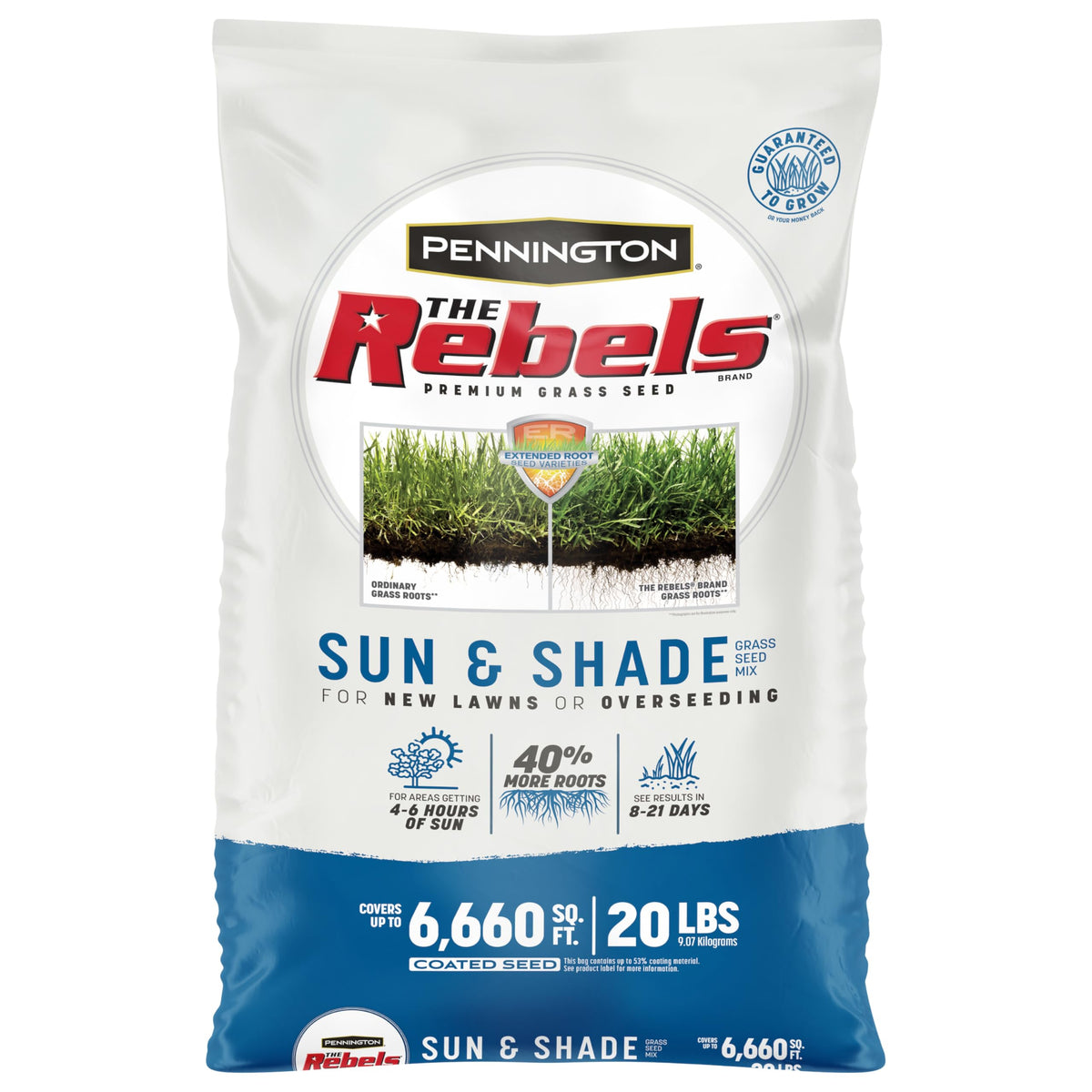 The Rebels Sun and Shade seed bag 20 lb ready for overseeding your lawn
