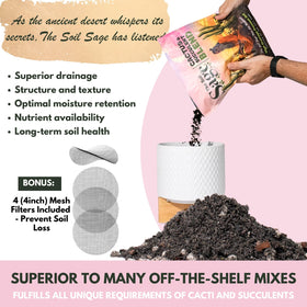 Four 4-inch mesh screens included with The Soil Sage potting mix.