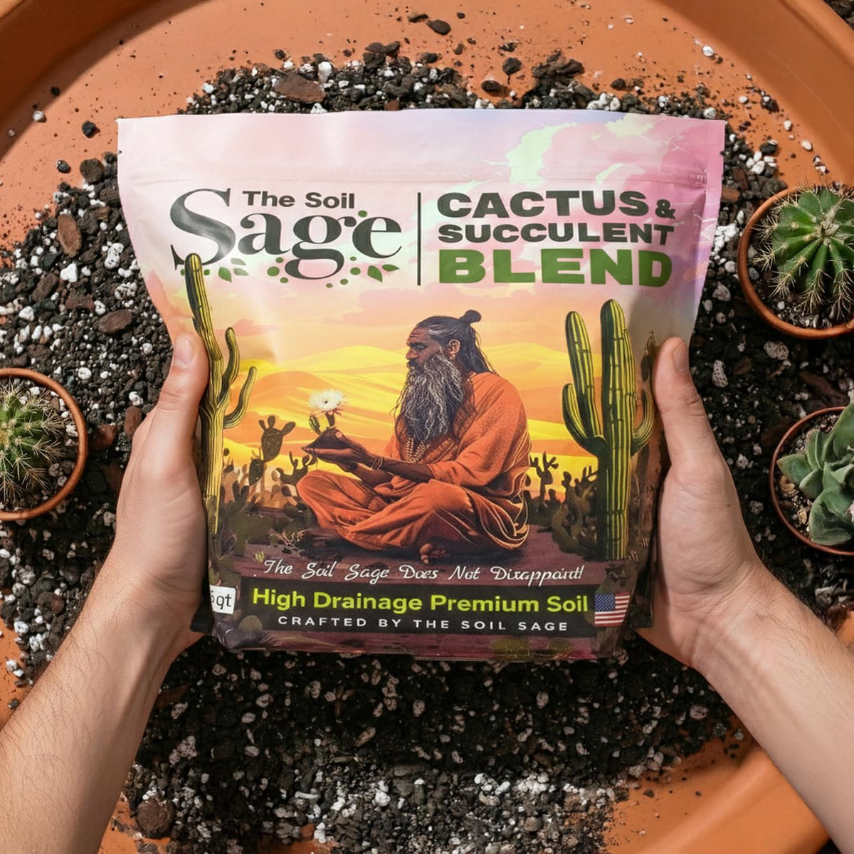 The Soil Sage mycorrhizae-infused mix supports robust root growth for succulents.