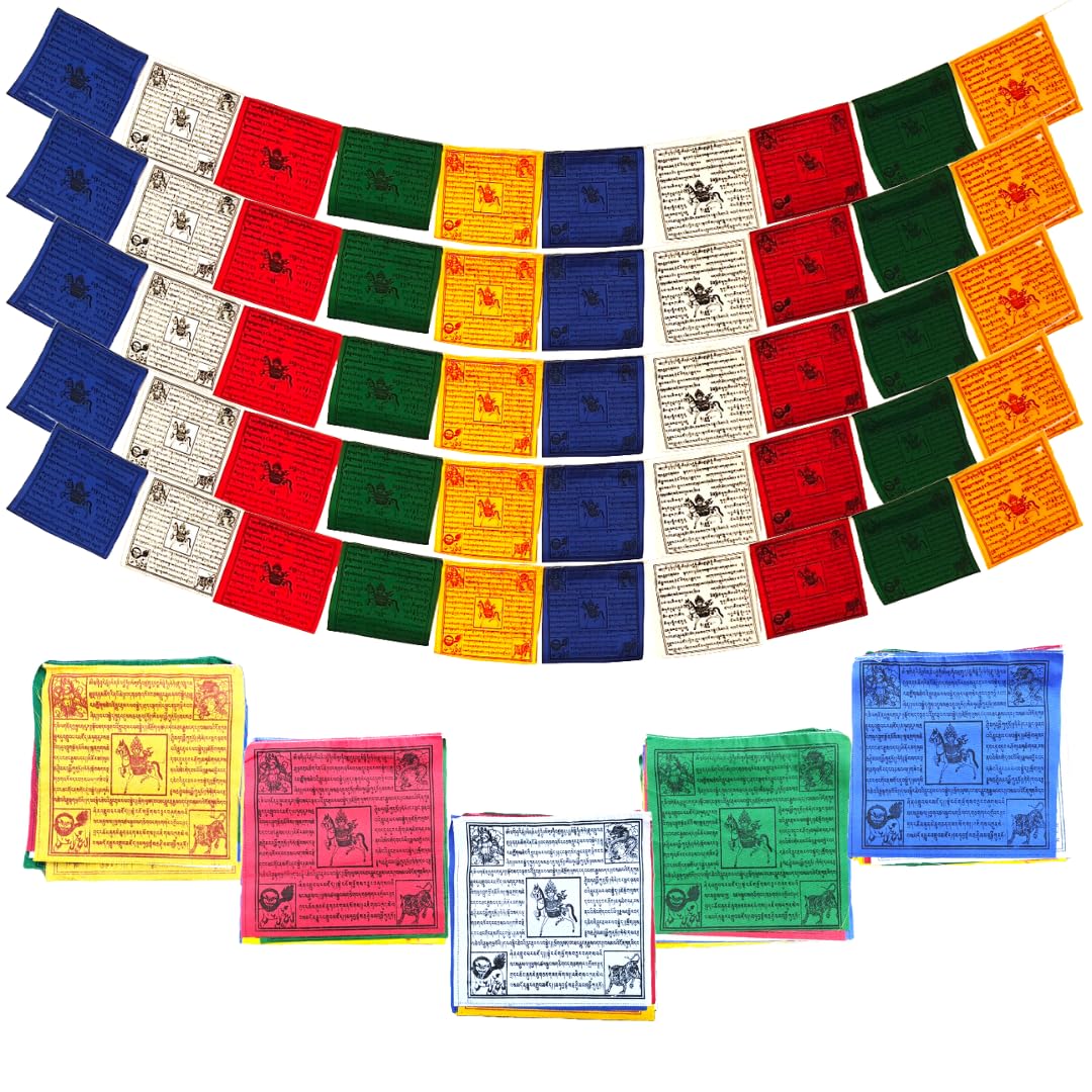 The Swayambhu authentic Tibetan prayer flags roll set for cultural decor and mindfulness spaces.