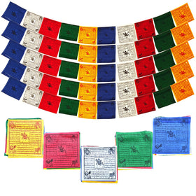 The Swayambhu authentic Tibetan prayer flags roll set for cultural decor and mindfulness spaces.