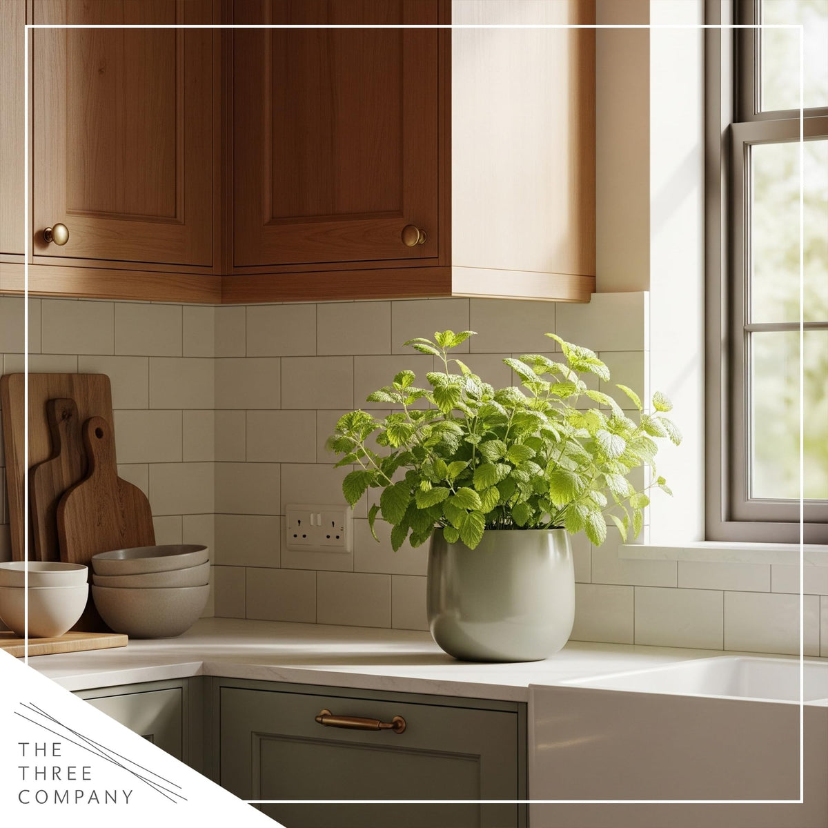 The Three Company Lemon Balm for cooking or tea applications, showcasing versatile leaves.