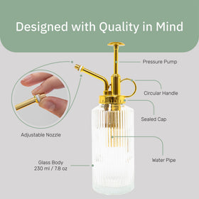 The Useful Co. Glass Plant Mister delivers a fine mist for even plant humidity.