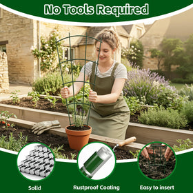 Thealyn four-pack setup highlights versatile metal plant supports for pots and beds.