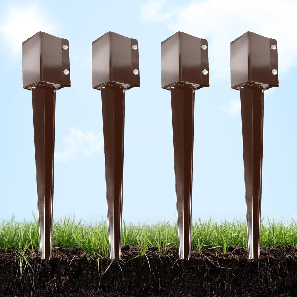 Thealyn heavy duty fence post anchor with 24 inch spike for durable outdoor installations