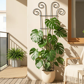 Weather-resistant metal ensures long-lasting use on balconies and decks.