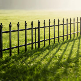 Thealyn metal decorative garden fence panel showing durable rustproof border for garden edging.