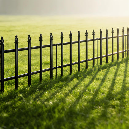 Thealyn metal decorative garden fence panel showing durable rustproof border for garden edging.