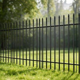 Thealyn metal fence 42in height shows tall, secure garden boundary.