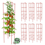 Thealyn Tomato Cages 6-Pack, 57-Inch High Plant Stands with 164 Ft Twist Ties — Heavy-Duty Garden Support