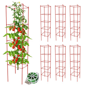 Thealyn six-pack tomato cages, 57 inches tall, sturdy garden support for tall plants