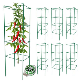 Thealyn tomato cages 6-pack side view showing sturdy 46-inch supports.