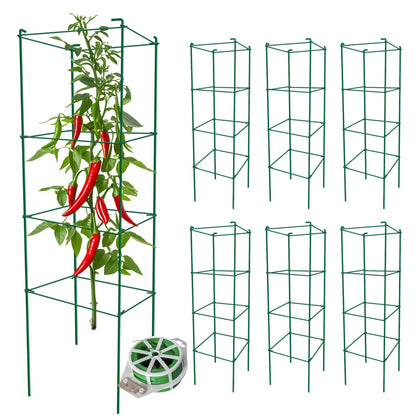 Thealyn tomato cages 6-pack side view showing sturdy 46-inch supports.