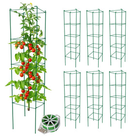 Thealyn tomato cages six-pack, 57-inch side view, sturdy garden support for tall plants.