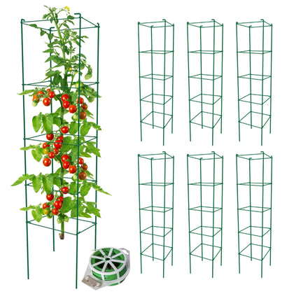 Thealyn tomato cages six-pack, 57-inch side view, sturdy garden support for tall plants.