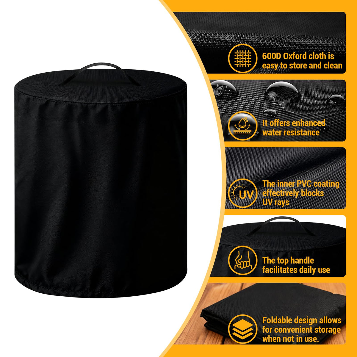 TheClouds Ninja Fireside360 cover waterproof-back shows PVC backing for rain protection.