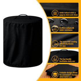 TheClouds Ninja Fireside360 cover waterproof-back shows PVC backing for rain protection.