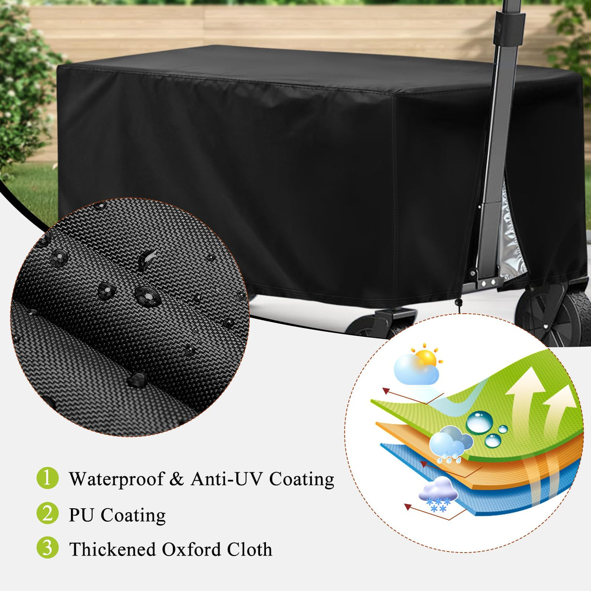 TheElves Garden Cart Cover windproof bottom drawstring prevents slipping in gusts