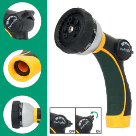 TheFitLife 50ft metal garden hose in use highlights reach and versatility.