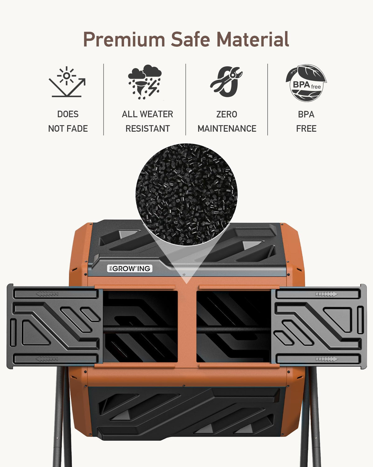 The Grow'Ing dual chamber rotating system supports continuous, efficient composting.