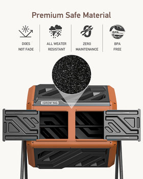 The Grow'Ing dual chamber rotating system supports continuous, efficient composting.