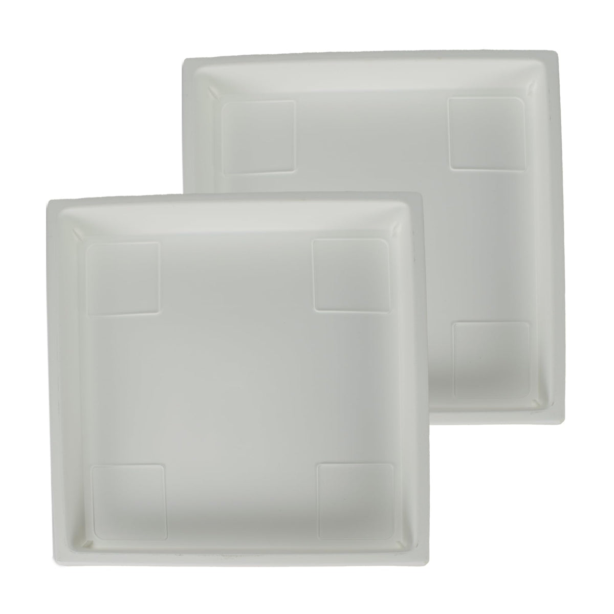 The HC Companies 14-inch accent square saucer in white shields surfaces from excess pot moisture.