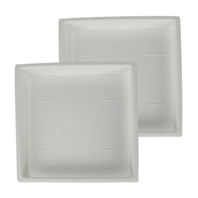 The HC Companies 14-inch accent square saucer in white shields surfaces from excess pot moisture.