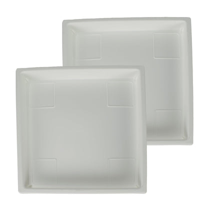The HC Companies 14-inch accent square saucer in white shields surfaces from excess pot moisture.