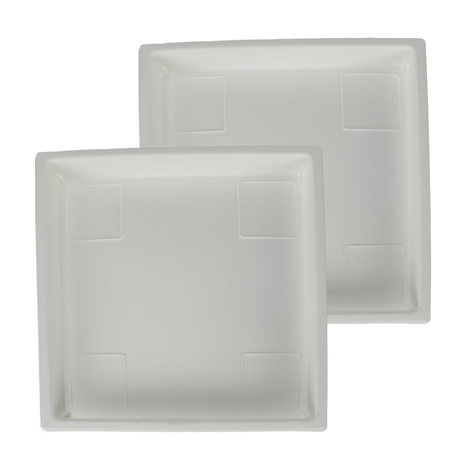 The HC Companies 14-inch accent square saucer in white shields surfaces from excess pot moisture.