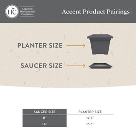 The HC Companies square saucer complements modern garden decor with a clean white finish.