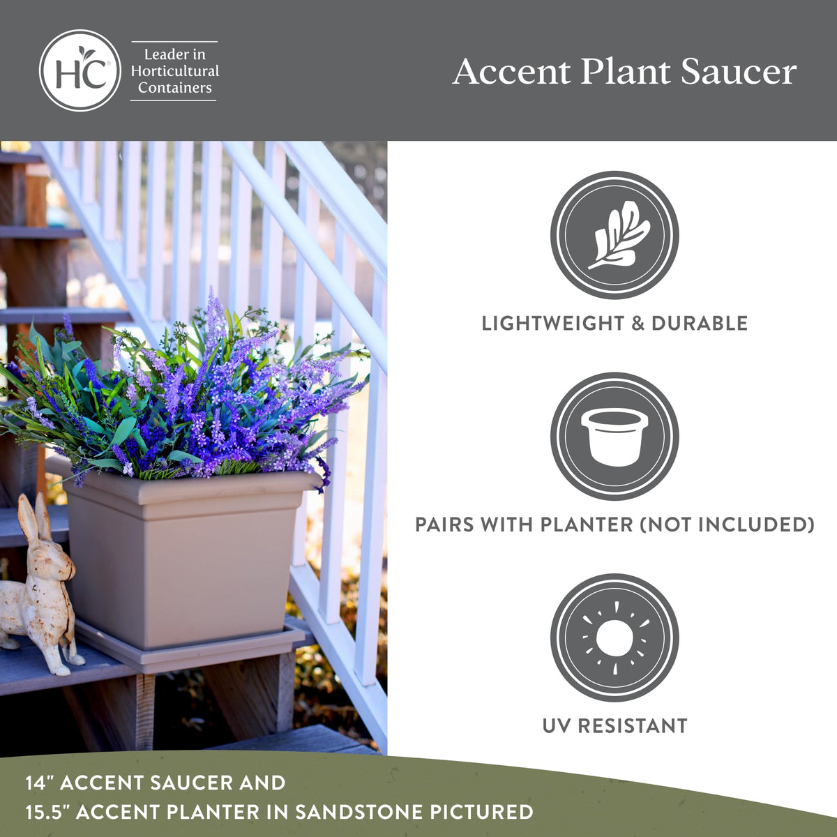 The HC Companies two-pack saucer set keeps pots tidy while catching overflow.
