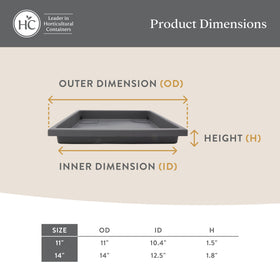 The HC Companies white square saucer protects floors and decks from watering spills.