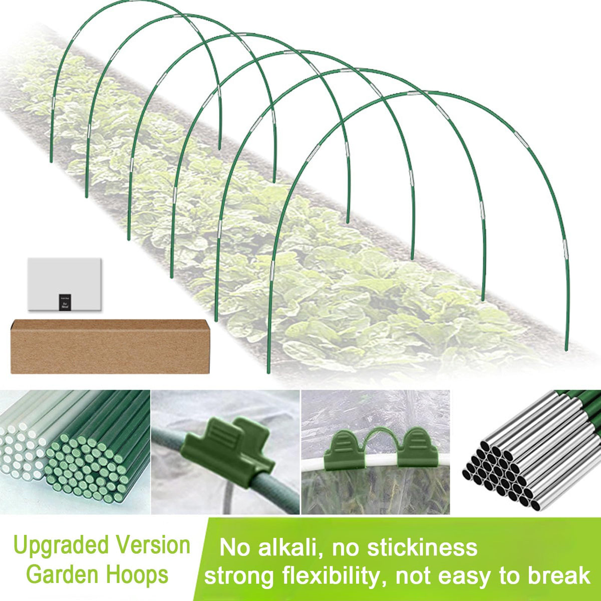 THEIFOXONE garden hoops support frost blankets for early-season protection.
