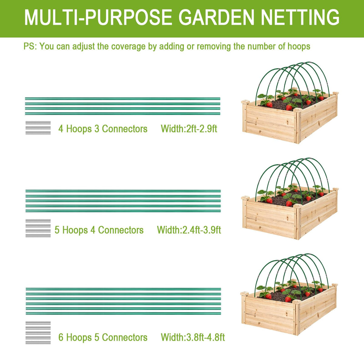 THEIFOXONE garden hoops secure plant covers to extend growing seasons.