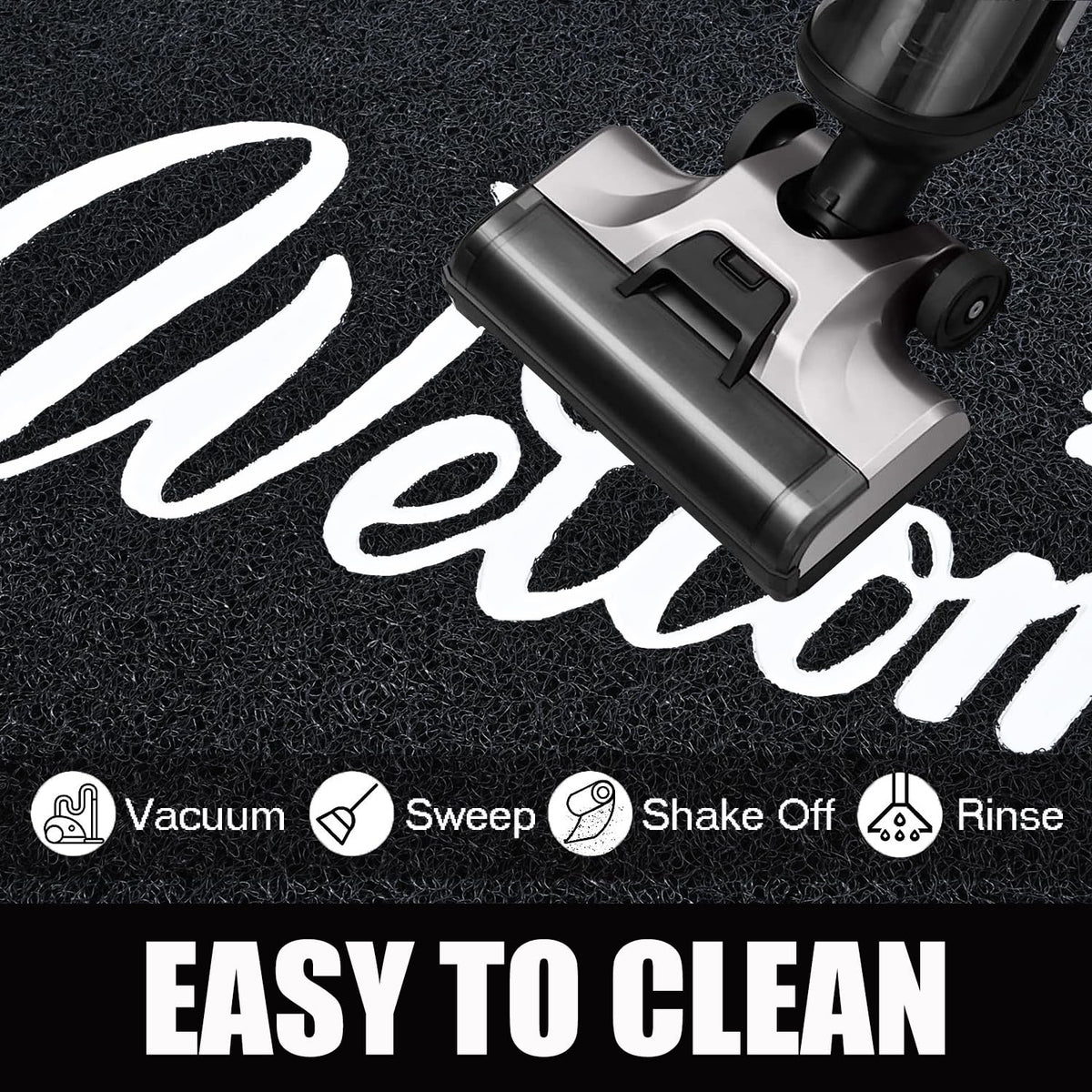 T.HENV Welcome Mat black-white-contrast adds modern curb appeal.