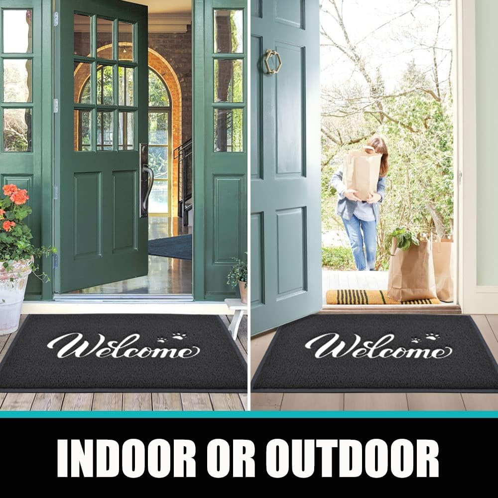 T.HENV Welcome Mat indoor-outdoor-use shown in versatile entryway application.
