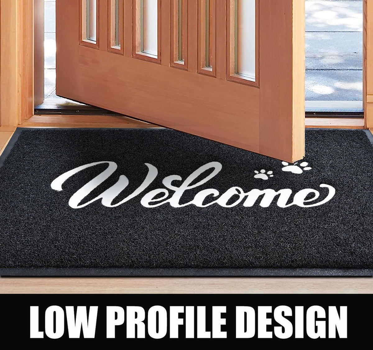 T.HENV Welcome Mat low-profile-design fits under doors with stylish simplicity.