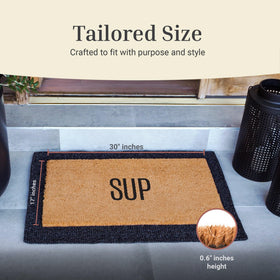 The Theodore Magnus door mat anti-slip backing keeps it secure on porches and entryways.
