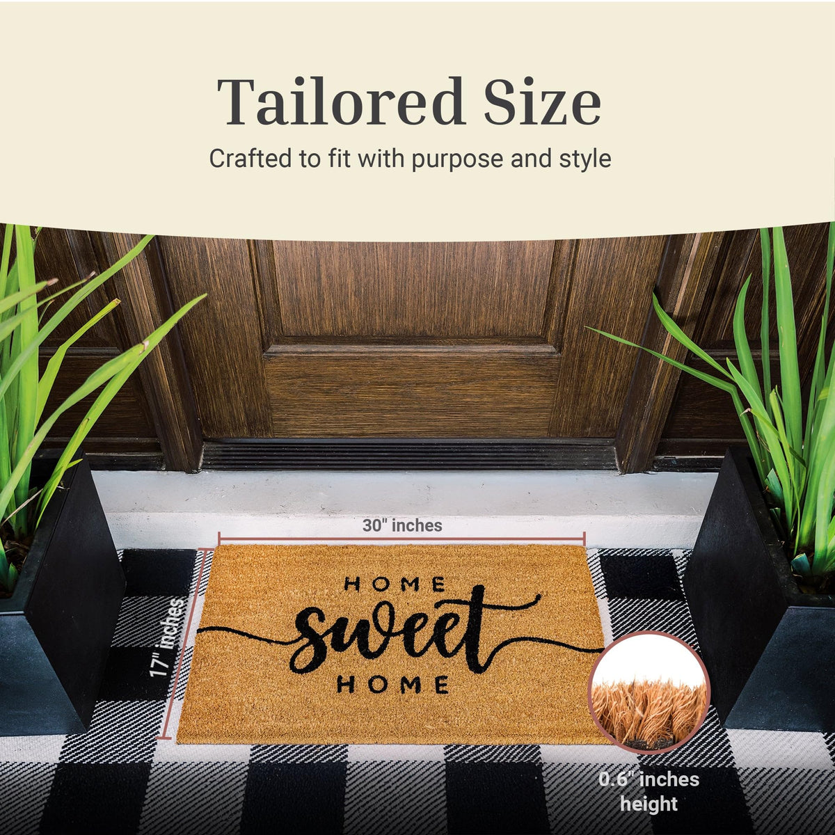 Theodore Magnus door mat coir close-up shows natural fiber texture