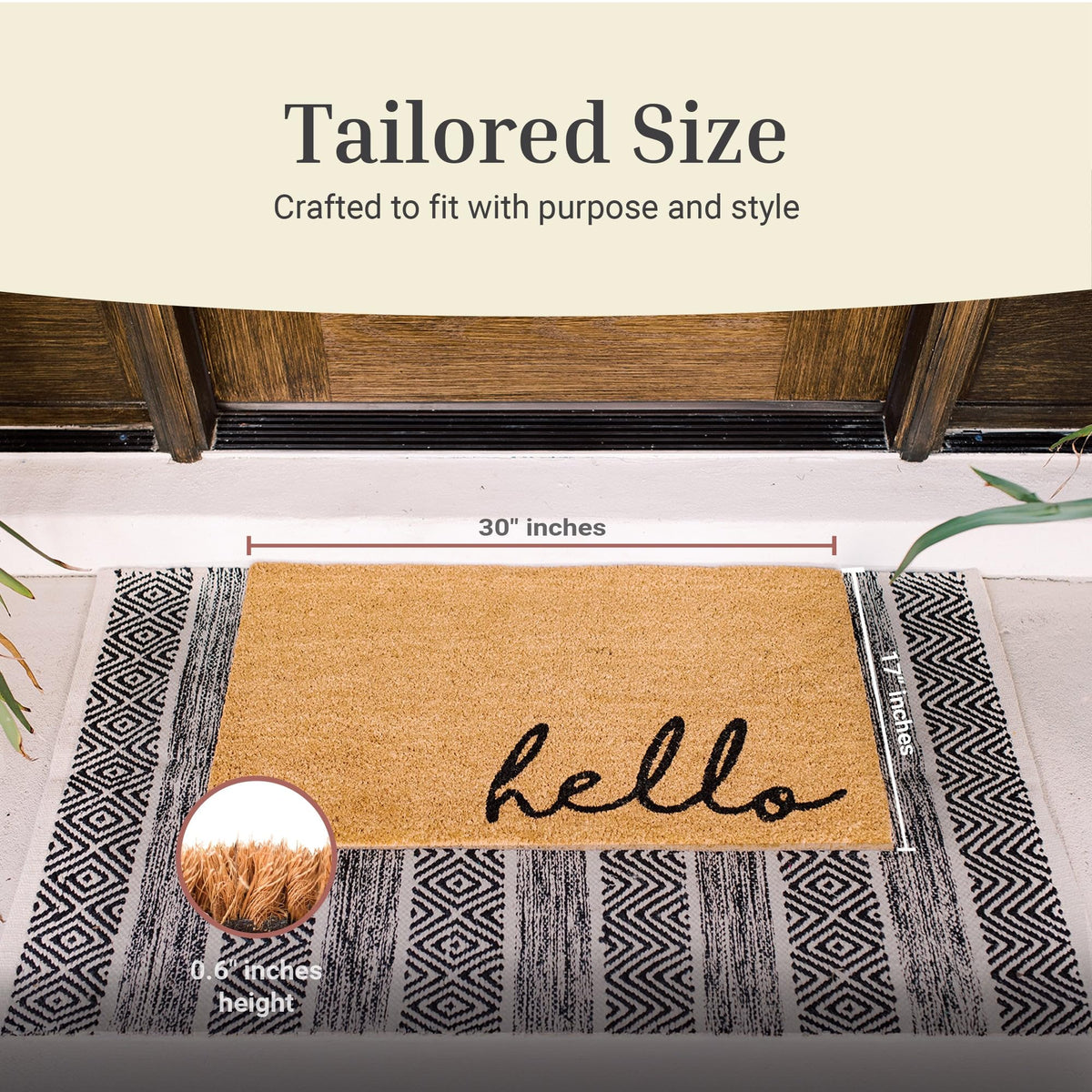 THEODORE MAGNUS door mat durable coir texture demonstrates natural dirt trapping