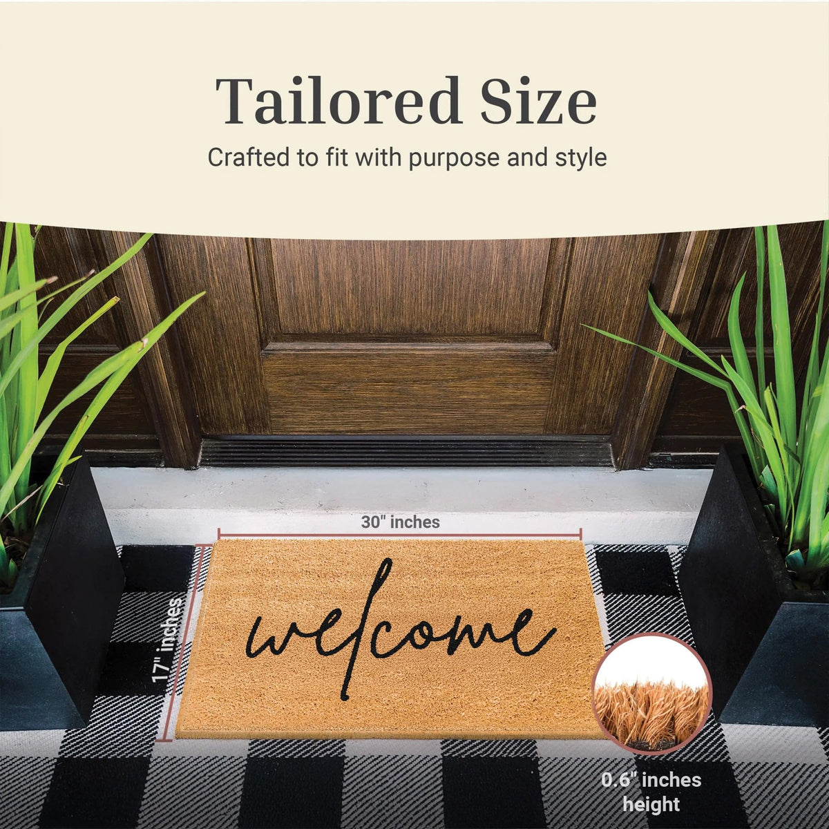 Natural coir texture of Theodore Magnus mat adds warmth and durability.