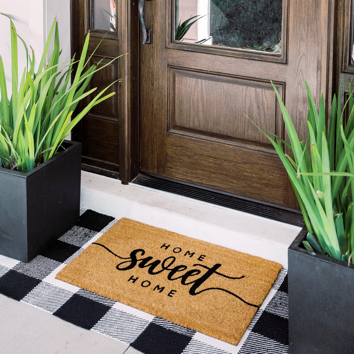 The Theodore Magnus door mat non-slip backing secures footing