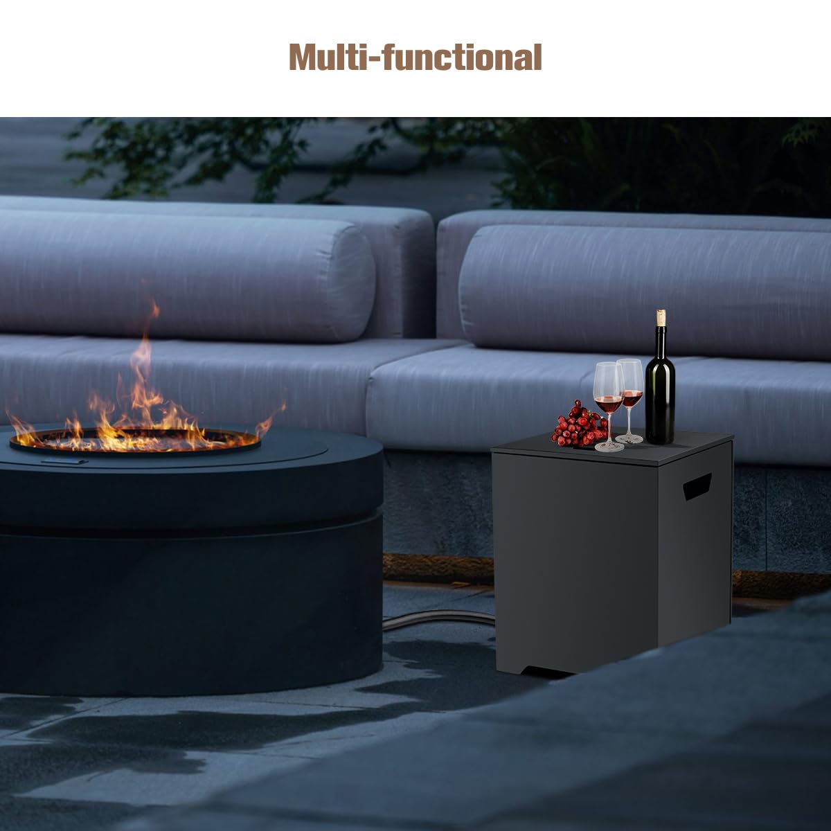 ThermoMate fire pit-ready setup complements patio lounging
