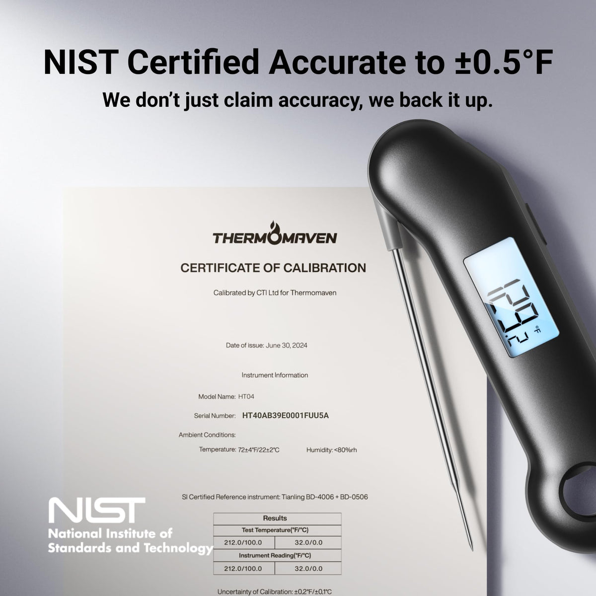 ThermoMaven instant-read shows 0.5 seconds for quick grilling decisions