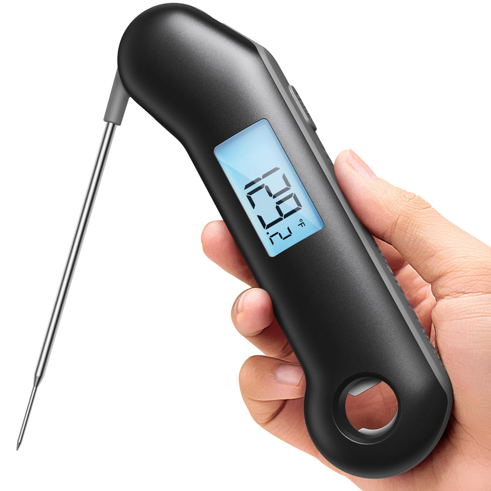 ThermoMaven meat thermometer on grill with fast, precise readings