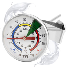 Thermometer World calibratable thermometer with ice and boil test markers.