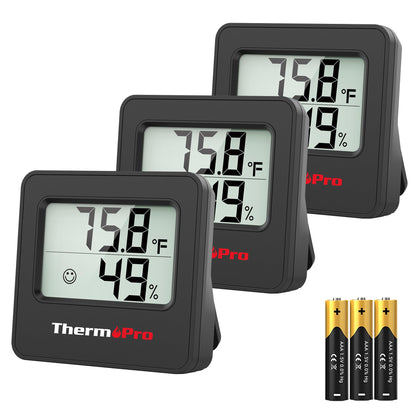 ThermoPro TP157 3-pack hygrometer front view for easy room monitoring.