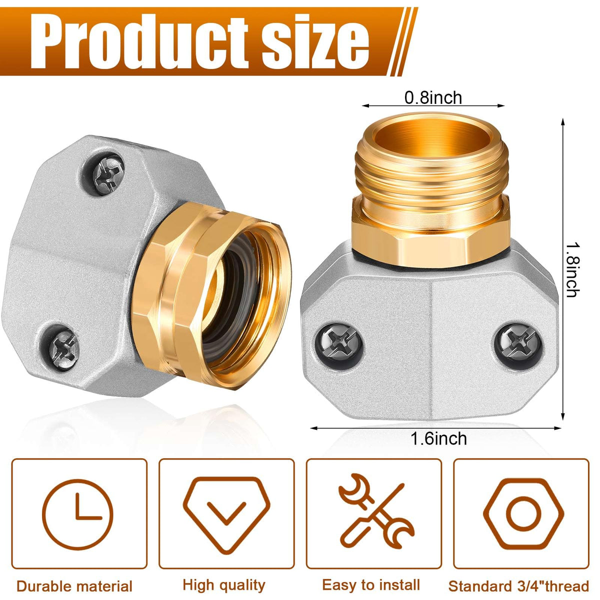 Aluminum and zinc end connectors for universal hose fit