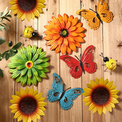 Therwen bee decor adds playful charm to outdoor walls.