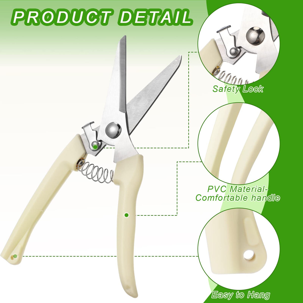 Therwen beige-handled garden shears offer comfortable grip during long pruning sessions